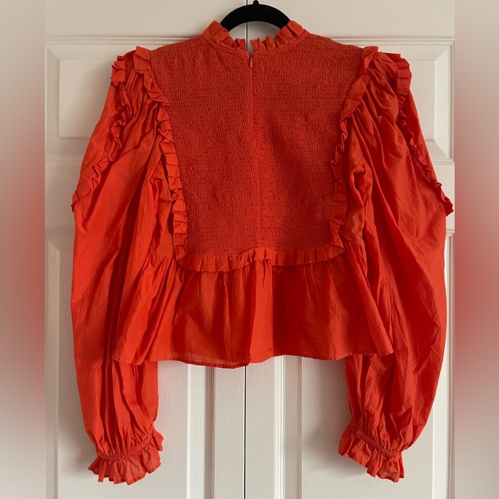 Farm Rio Cotton Ruffled Orange Blouse - Picture 5 of 5